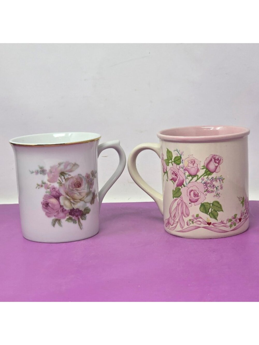 Set Of 2 Floral‎ Mugs - Vintage 1987 Potpourri Press Royal Patrician Bone China